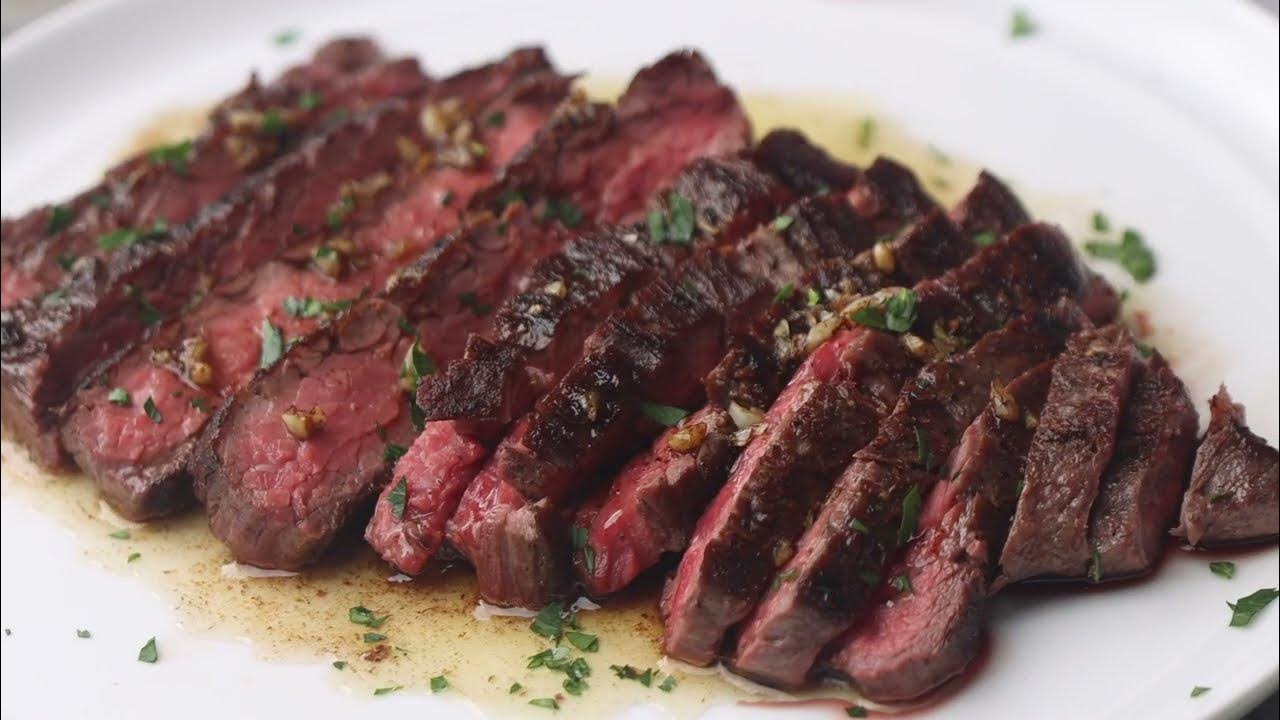 Pan-Seared Flank Steak with Mustard-Chive Butter