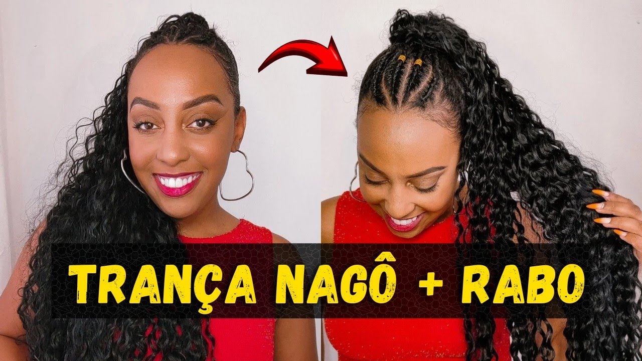 Trança Nagô com rabo de cavalo orgânico Tutorial #cachosdasamy - YouTube