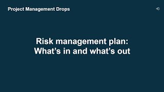 Understanding the Risk Management Plan