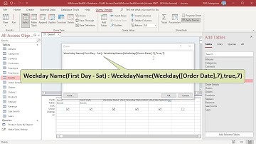 How to use WEEKDAY and WEEKDAYNAME functions in MS Access - Office 365