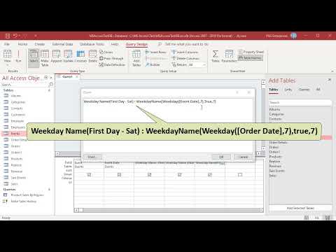 How to use WEEKDAY and WEEKDAYNAME functions in MS Access - Office 365