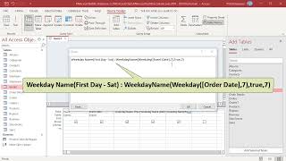 How to use WEEKDAY and WEEKDAYNAME functions in MS Access - Office 365