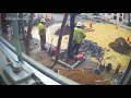 Moment When Gas Line Replacement Worker Broke The Water Main