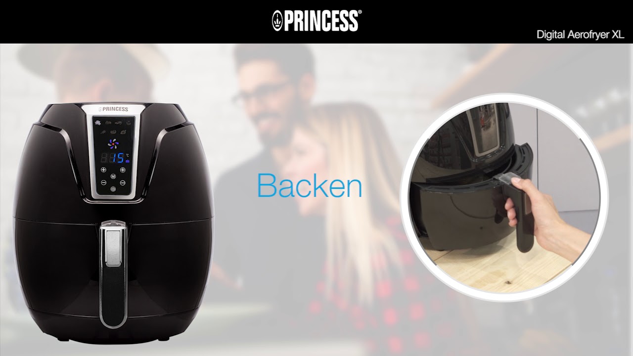 Princess 182021 Aerofryer XL mit Digitaldisplay – Einfach zu reinigen – Inhalt: 3,2 Liter