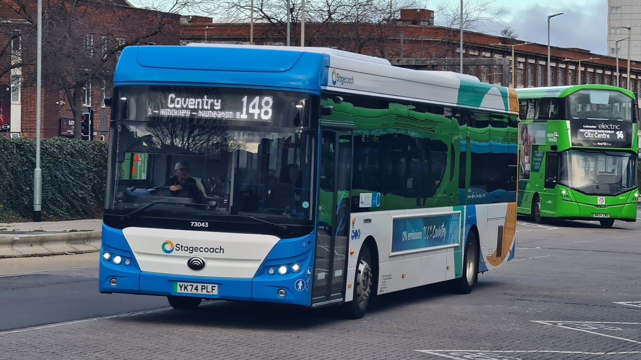 Ride on Stagecoach Midlands' Yutong E12, 73043 (YK74 PLF) - Route 148