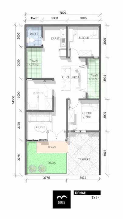Denah rumah 7x14 #housedesign #desainrumah #denahrumah - YouTube