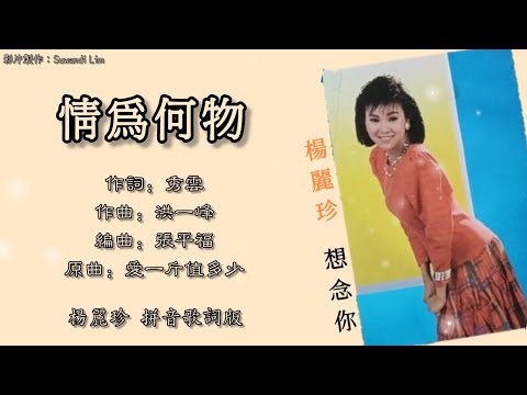 杨丽珍 Yang Li Zhen - 想念你【情为何物】（拼音歌词版）