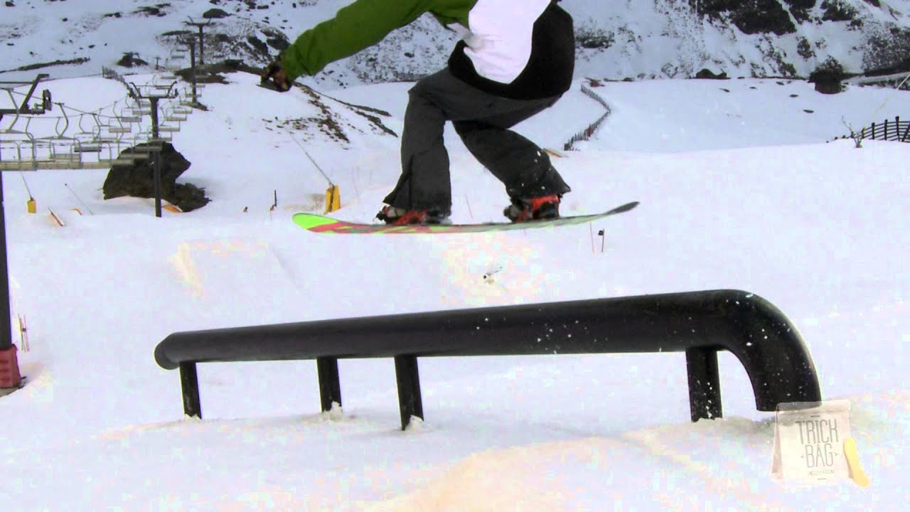 45. Frontside 270 to Lipslide (Hard Way) to 270 | Trick Bag Snowboarding.