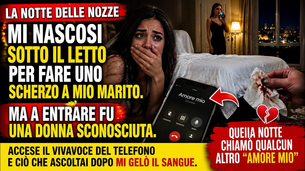 La mia prima notte di nozze doveva essere uno scherzo: mi nascosi sotto il letto per spaventare mio marito. Ma quando la porta della suite si aprì, entrò una donna sconosciuta con il telefono in...