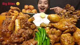 ASMR: मटन करी, चिकन करी, अंडा करी, मछली करी, लिवर करी *खाने के वीडियो*बड़े बाइट्स screenshot 5