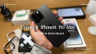 iPhone 14 Pro Max in Space Black 🖤(256GB) unboxing 📦 Set Up | Accessories