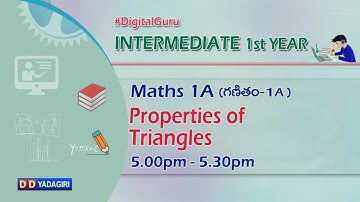 1st Inter Maths 1A || Properties Of Triangles || Intermediate Education || January 04, 2021