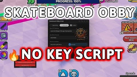 SKATEBOARD OBBY SCRIPT ROBLOX 🔥 AUTO WIN, UNLOCK ALL WORLD 🔥NO KEY