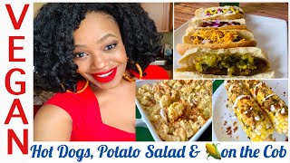 VEGAN MEMORIAL DAY w/HOT DOGS🌭, POTATO SALAD 🥔 &amp; CHEDDAR🧀-RANCH &amp; BACON 🥓CRUMBLE CORN🌽 on the COB 😋