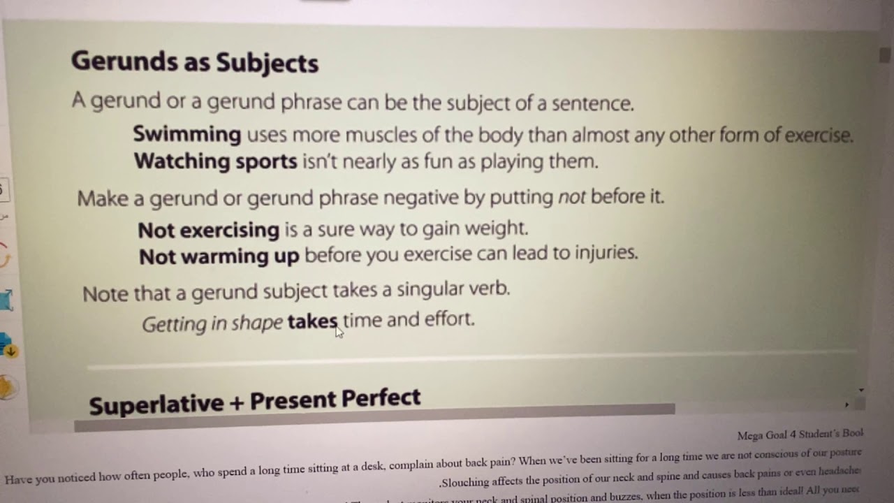 Gerunds as Subjects الصف ثاني ثانوي Mega Goal4
