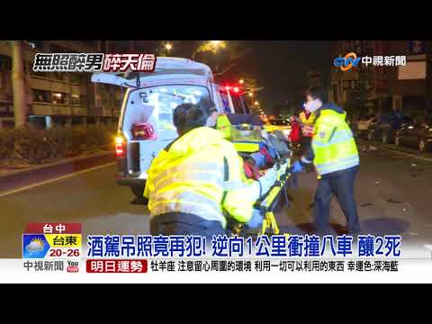 酒駕吊照竟再犯! 逆向1公里衝撞八車 釀2死│中視新聞 20190202
