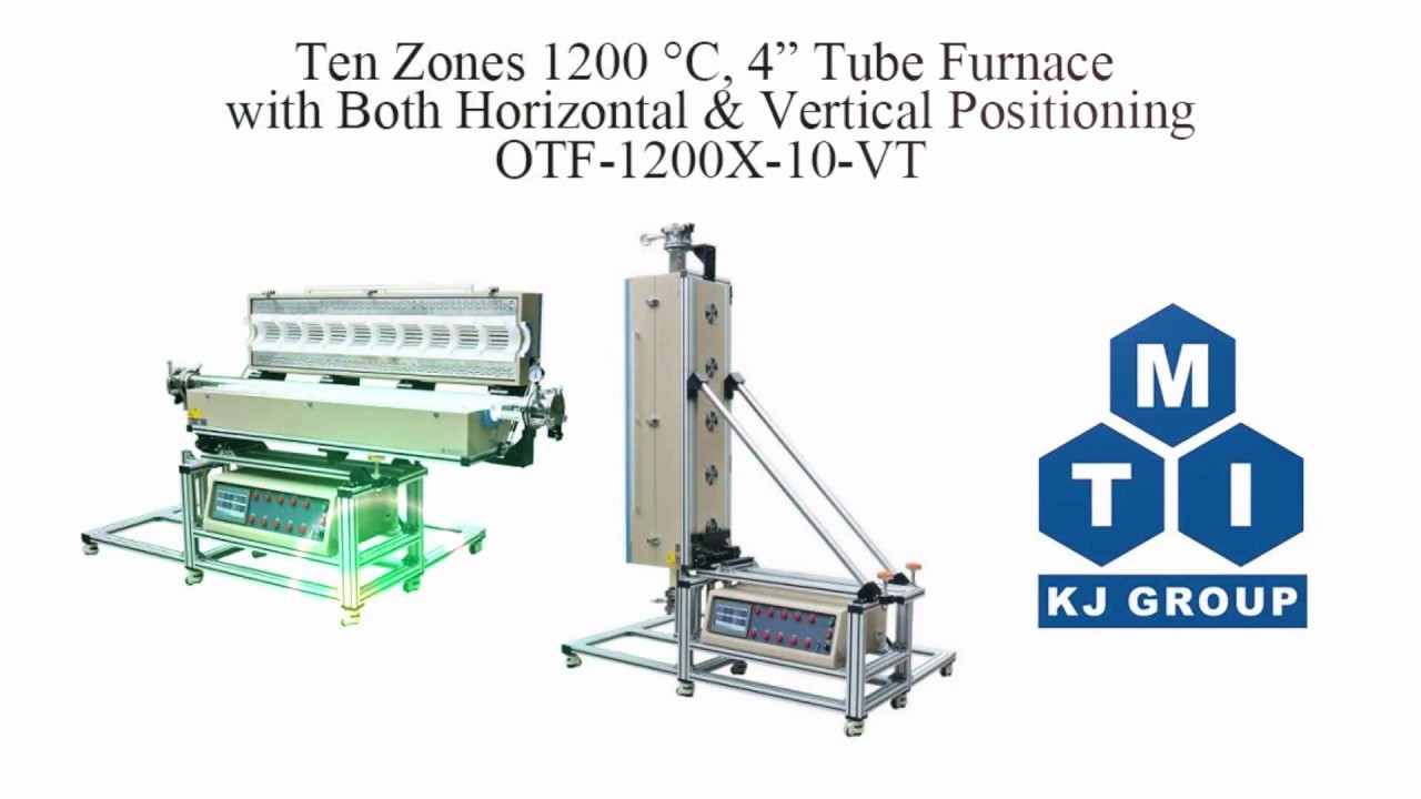 Ten Zones 1200 °C, 4" O.D Tube Furnace w/ Horizontal & Vertical Positions  - OTF-1200X-10-VT