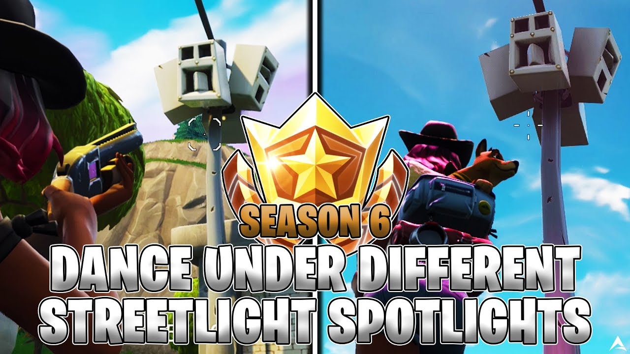 DANCE UNDER DIFFERENT STREETLIGHT SPOTLIGHTS LOCATIONS! Week 1 Challenges (Fortnite Season 6)