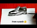 3d art  drawing a well polished black shoe  realistic