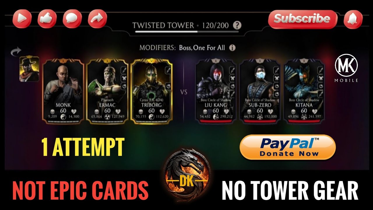 Fatal Twisted Tower 120 & Reward 🎮 Mortal Kombat Mobile/MK Mobile 