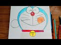Doraemon Round Face Drawing and colouring 🟦 | Easy Cute Drawing for Kids & Beginners