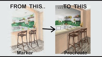 Kitchen Sketch in PROCREATE. TIME LAPSE