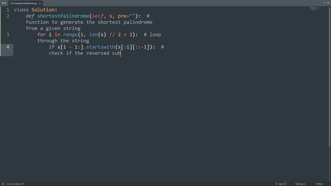 Leetcode 214. Shortest Palindrome in Python | Python Leetcode | Python Coding Tutorial | Python ASMR