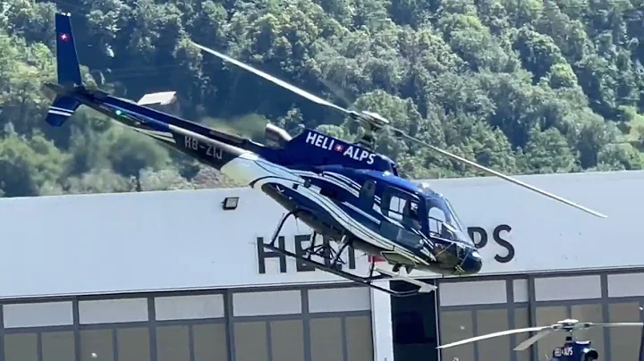 Eurocopter H125 Ecureuil AS350B3 HB-ZIJ+ HeliAlps takeoff Sion airport Valais Switzerland 06.07.2022