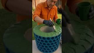 Would you try this DIY project at home? commen below 👇 #DIYPlanter #ConcreteCraft #GardenDIY