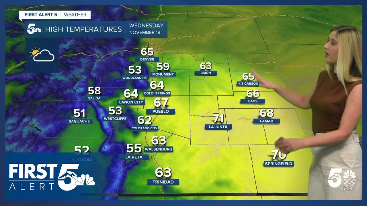 10 degrees above average on Wednesday, before rain and snow on Thursday ...