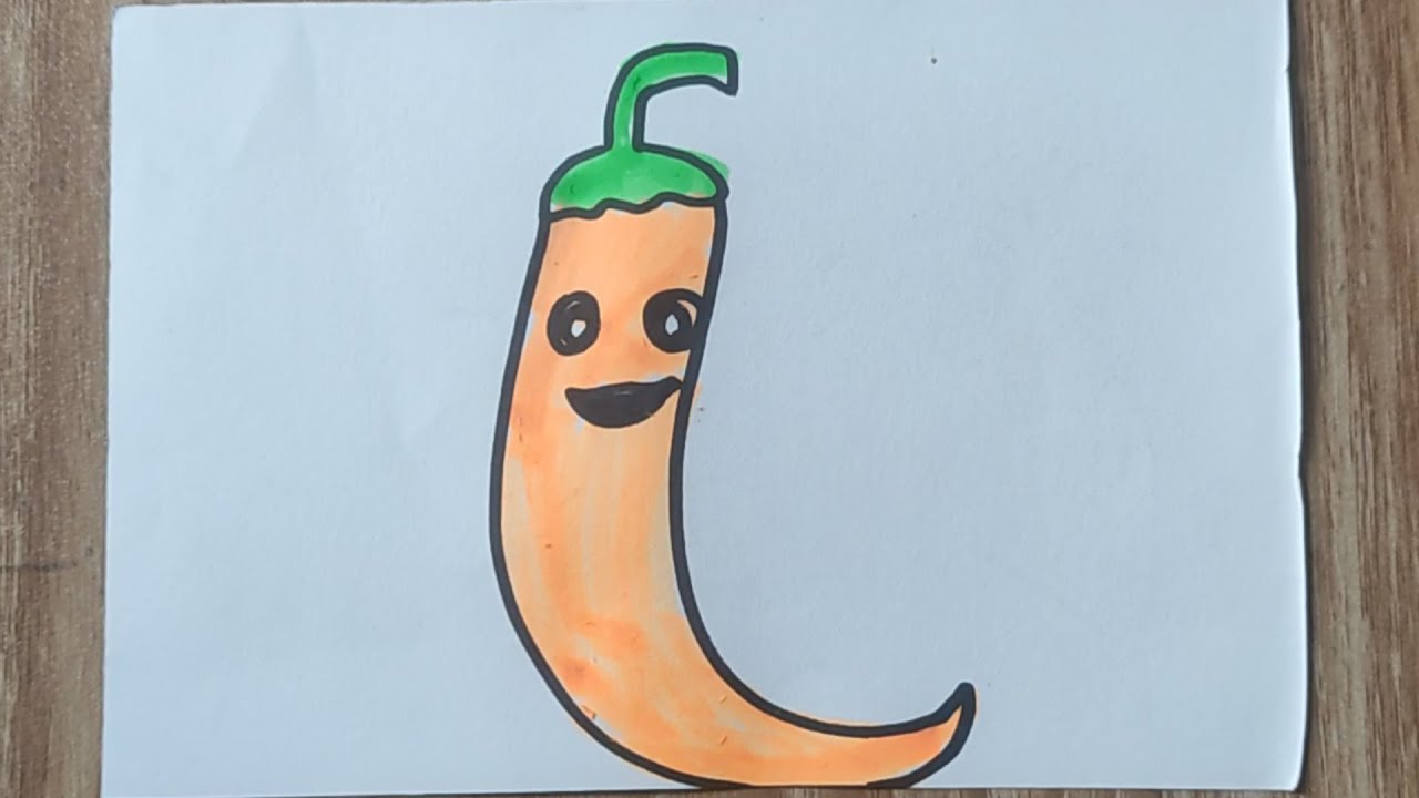 How to draw a cute chili pepper easy | Simple Drawing