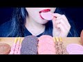 ASMR Black and Pink Desserts, Edible Spoon and Chocolates Eating, 2x Speed @JJewing_ASMR_MUKBANG