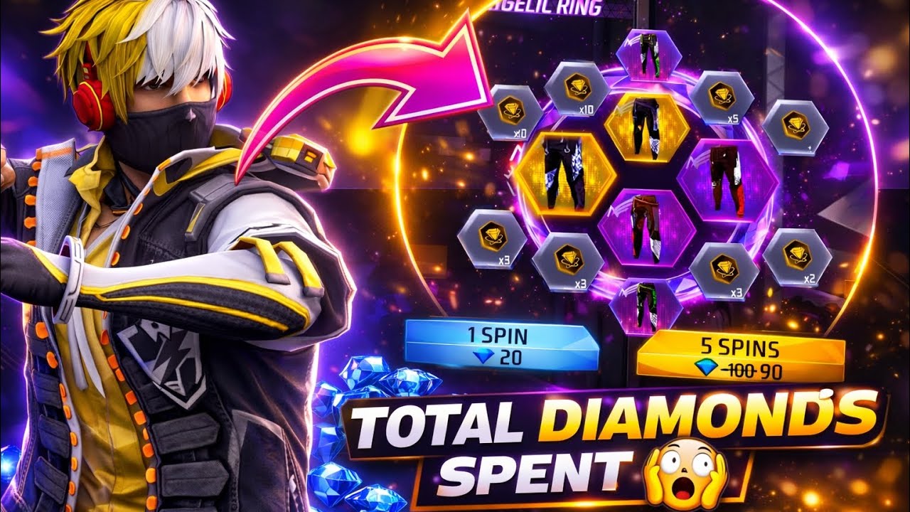 Free Fire Angelic Ring Spin 😱 Total Diamonds Spent || Free fire video ||#gamer #ff #freefire 