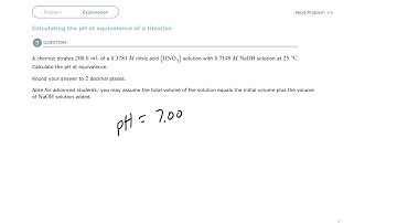 Aleks Calculating the pH at equivalence of a titration