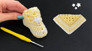 WOW! NEW EASY CROCHET SHOE MODEL WITH SQUARE