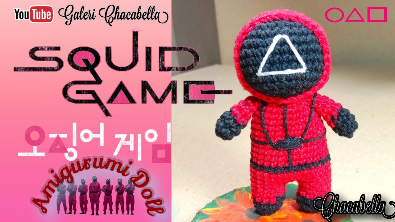 How to Crochet Squid Game Staff, Amigurumi Squid Game Pink Soldier,Tutorial Squid Game Crochet Doll