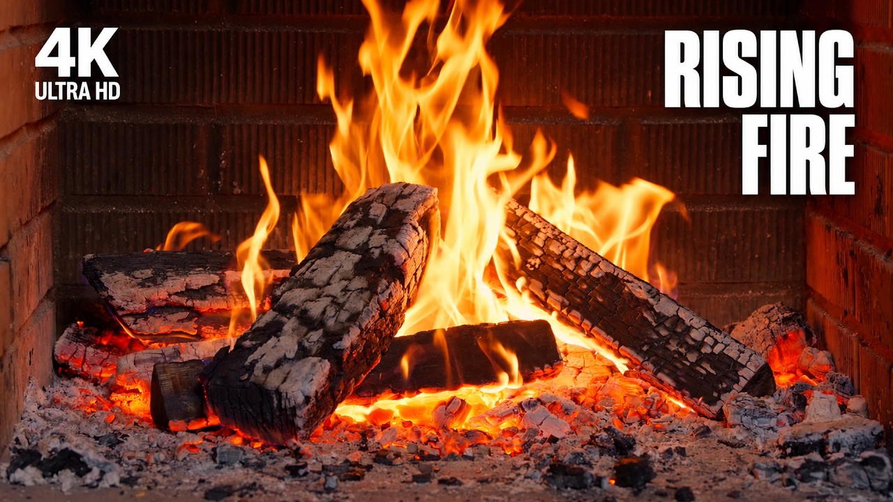 High Rising Fire Flames Rising Fire - Tall Flames Between Charred Logs in 4K - 3 Hours - YouTube