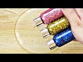 Satisfying Slime Coloring with Makeup! Mixing Shiny Body Gel, Eyeshadow + More into Clear Slime!