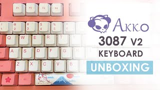 Pink Sakura Keyboard UNBOXING | Akko 3087 V2