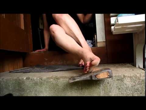 play barefoot with the axe