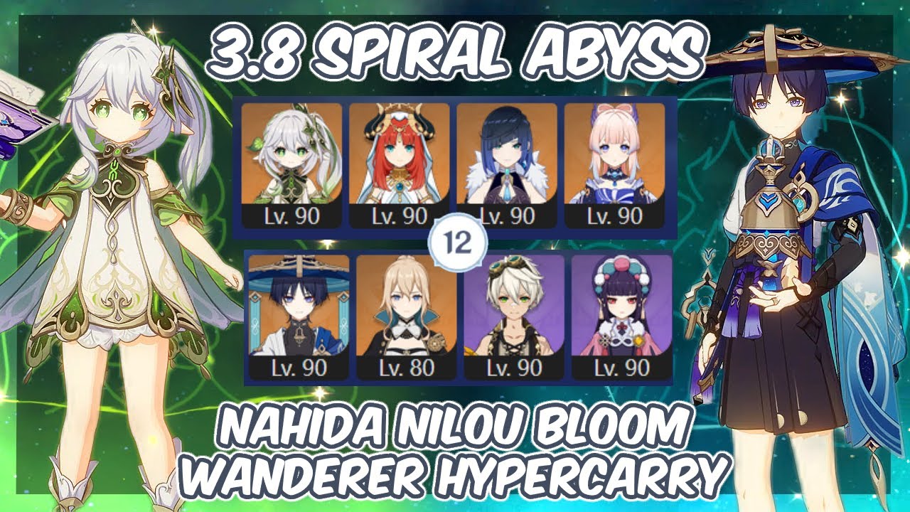 NEW Spiral Abyss 3.8 Nilou Bloom & Wanderer Hypercarry Floor 12 Fullstar