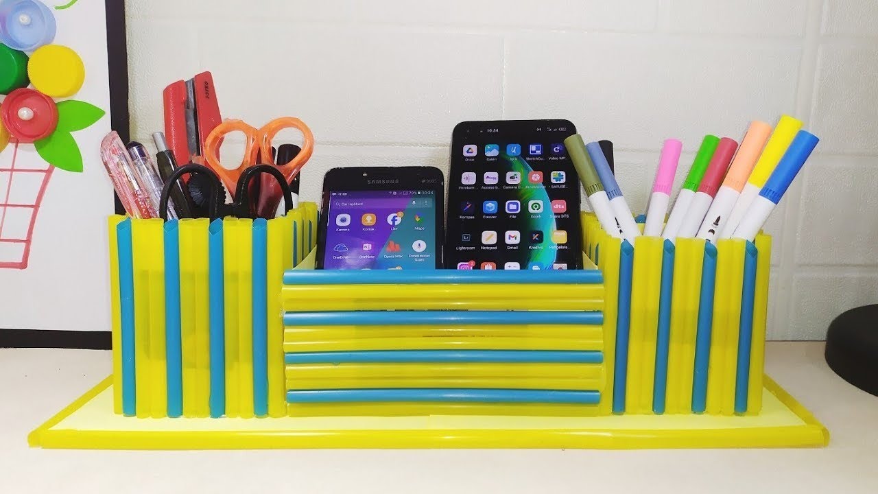 Tempat Pensil Dari Sedotan Dan Kardus Susu | Kerajinan Dari Sedotan | Tempat Pensil Dari Sedotan 