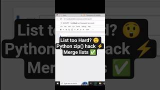 Details Merge Lists in Just 1 Line! 🔥 Python zip() Hack Guide