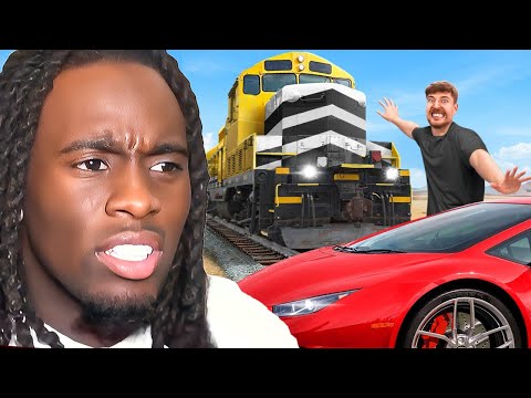 Kai Cenat Reacts To Mrbeast Stop This Train, Win A Lamborghini!