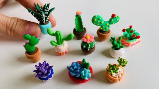 DIY Miniature Succulents| DIY How To Make Miniature Cactus From Polymer Clay - Tiny Succulents