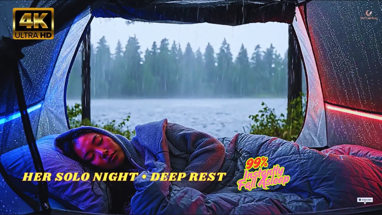 Полуночный дождь и нежная музыка фортепиано 🌧️🎹 Атмосфера кемпинга на озере для сна