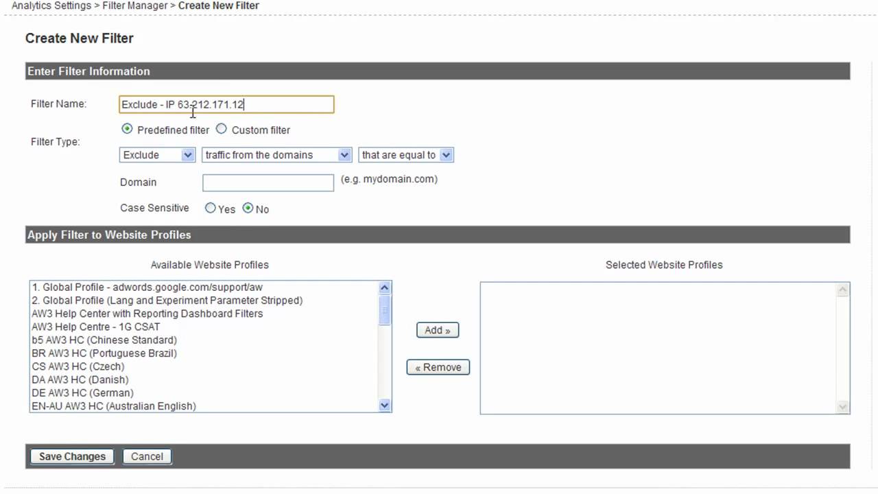 Google Analytics Predefined Filters - YouTube
