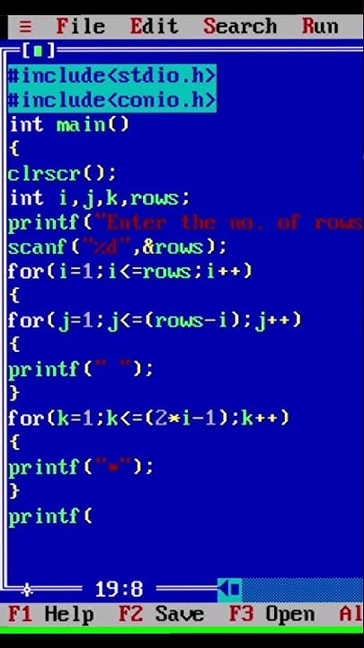 Print pyramid in C Programming language in turbo C++ compiler 💻🖥️📟🎛️⌨️ ...