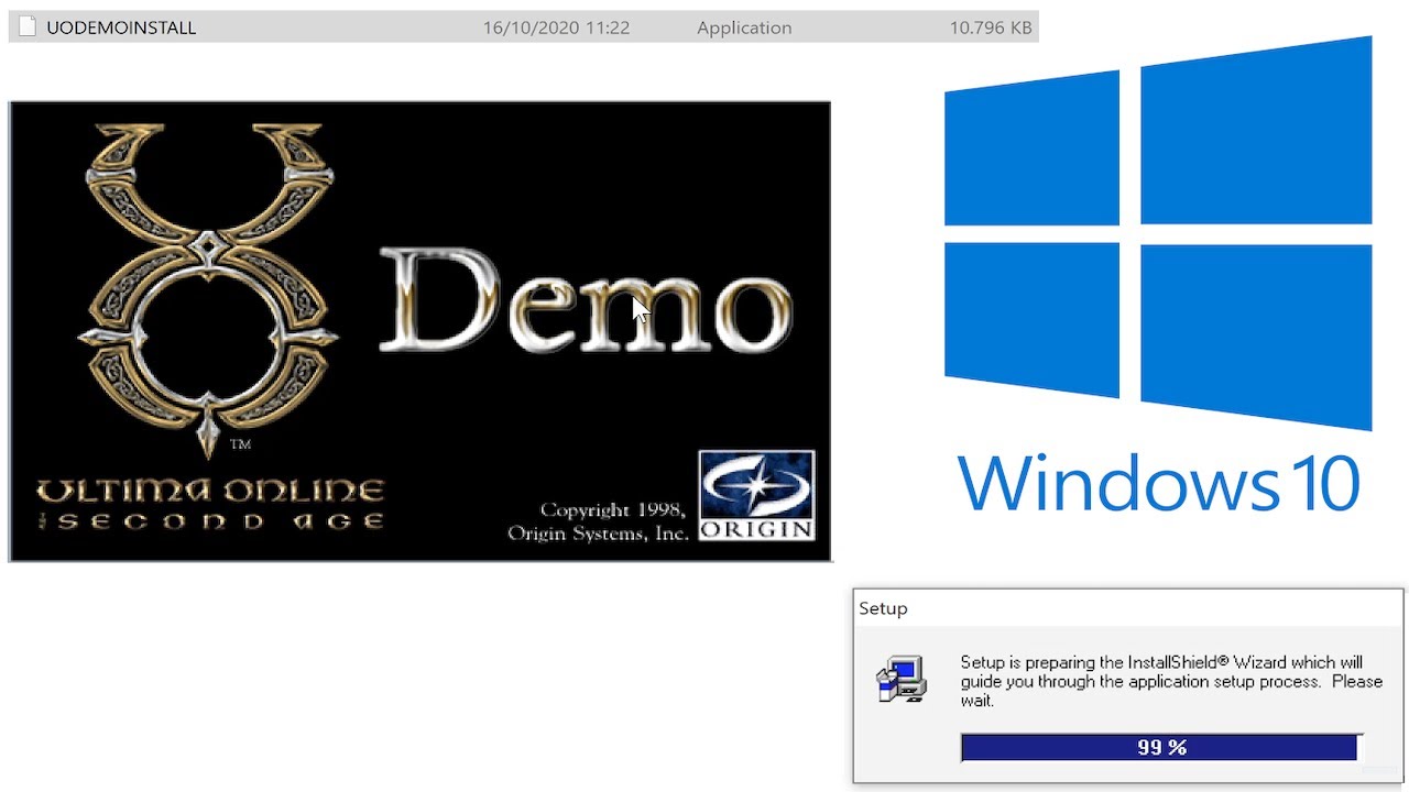 How to install the Ultima Online Demo from 1998 in Windows 10 (32-bit edition)