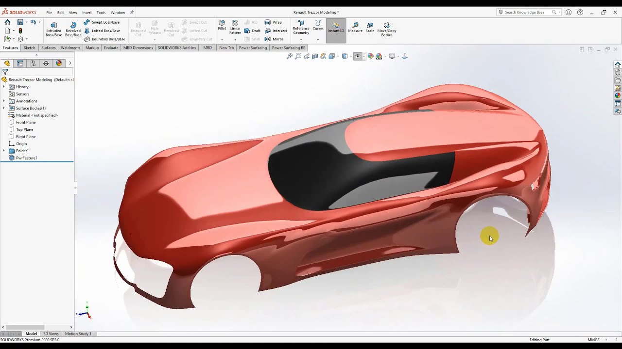 PART 1 Modeling a Renault Trezor with the Power Surfacing add-in for SOLIDWORKS® (PART 1 - Car Body)